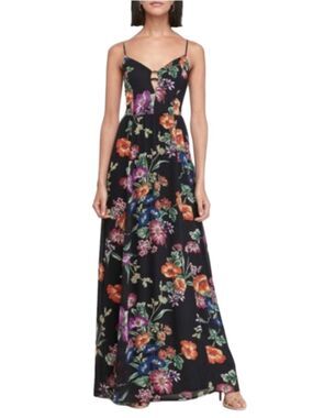 Express Womens Black Floral Cutout Front Spaghetti Straps Maxi Dress Size Small